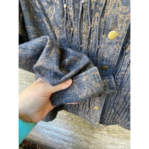 Coldwater Creek size 12 pleated, gold decor studded denim jacket. - Picture 7 of 10